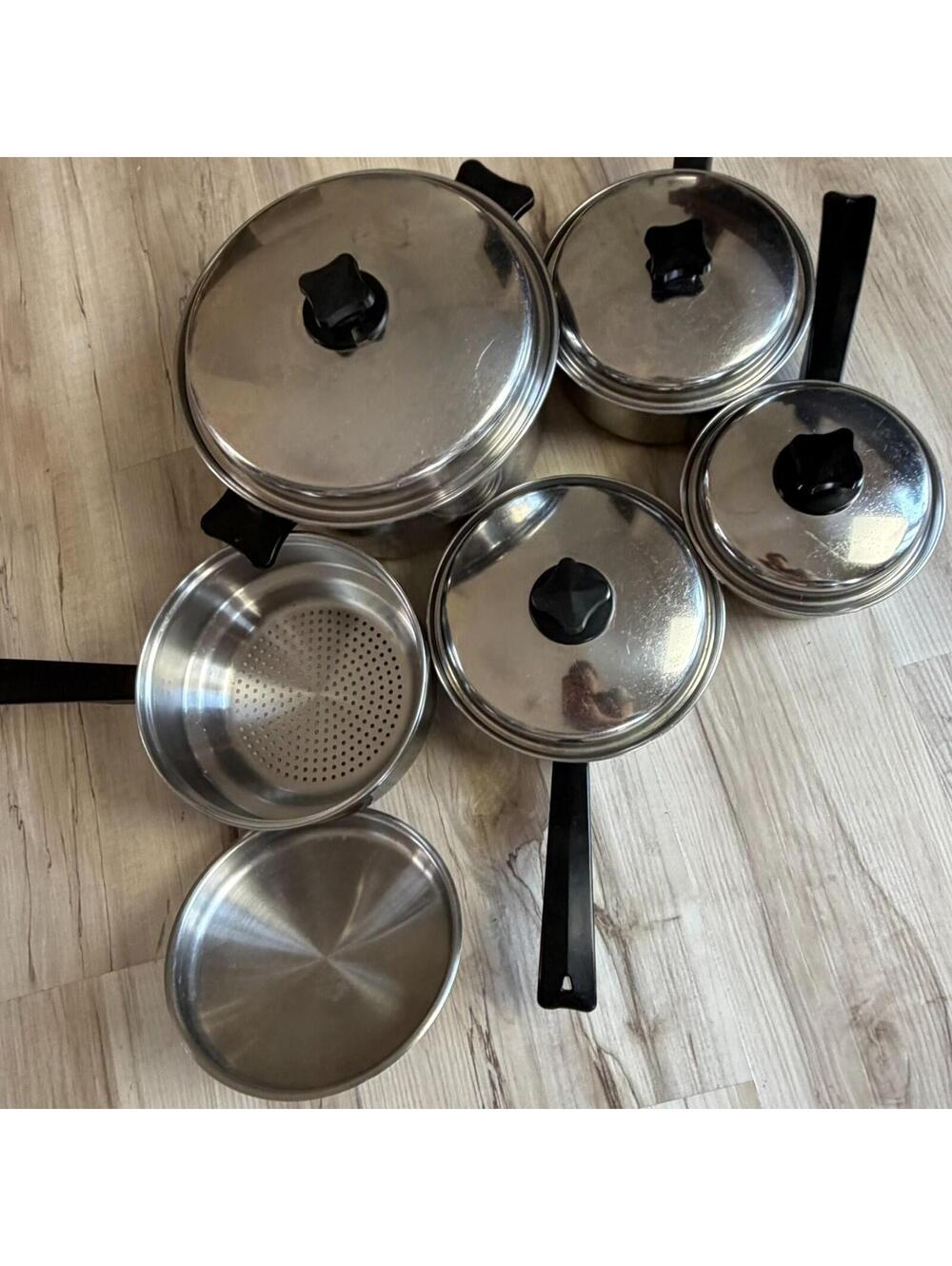 VTG 10pc Stainless Steel Inkor Cookware Set W/ Lids Made in USA 18-8 Pot Pan